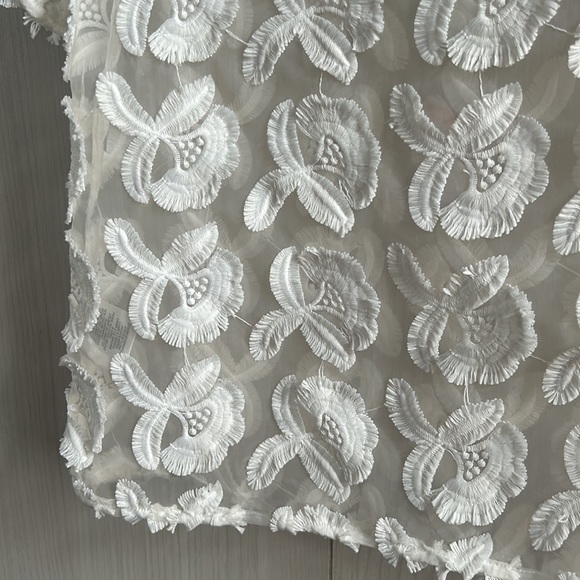 Gorgeous Floral appliqué ivory semi sheer top size M - Picture 3 of 8
